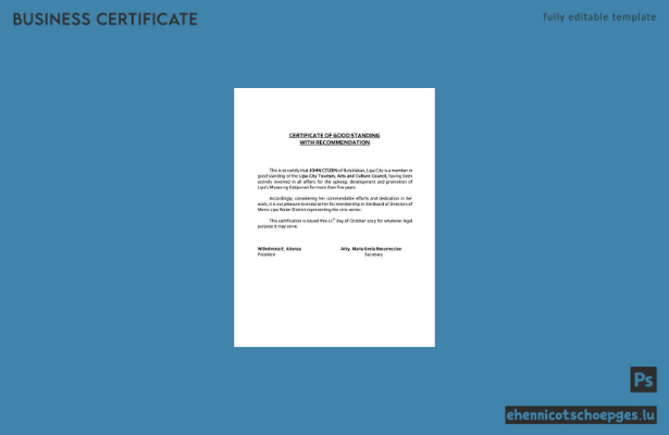 Philippinisches Unbedenklichkeitszeugnis (Word und PDF), Version 9 – Beispielvorschau